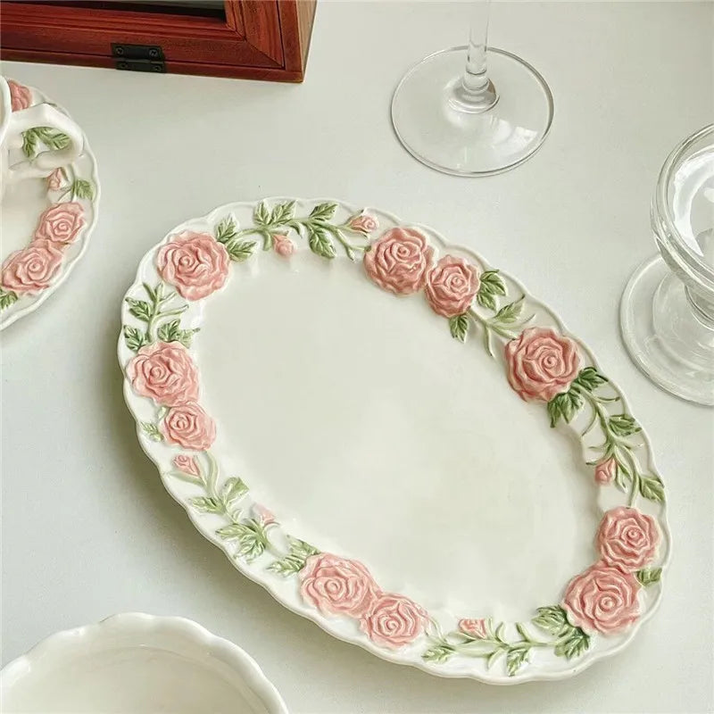 DecorBites™ Kawaii Animal Ceramic Drinkware Set: Coffee Cup, Dessert Plate, Cute Dog Mug