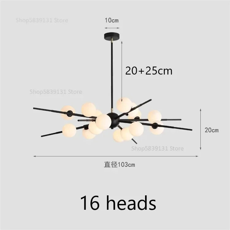 DecorBites™ LED Glass Ball Pendant Light: Modern Nordic Chandelier for Living Room, Dining Room, and Cafe