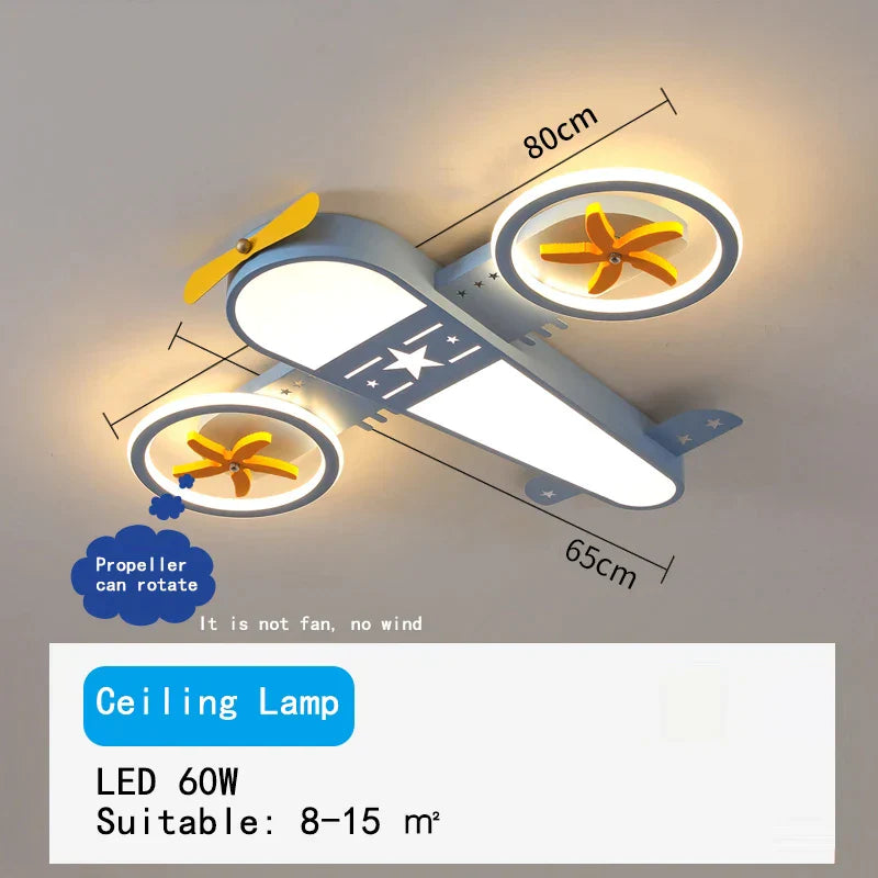 DecorBites™ Kids Airplane Ceiling Lights Remote Control Dimmable LED Chandelier