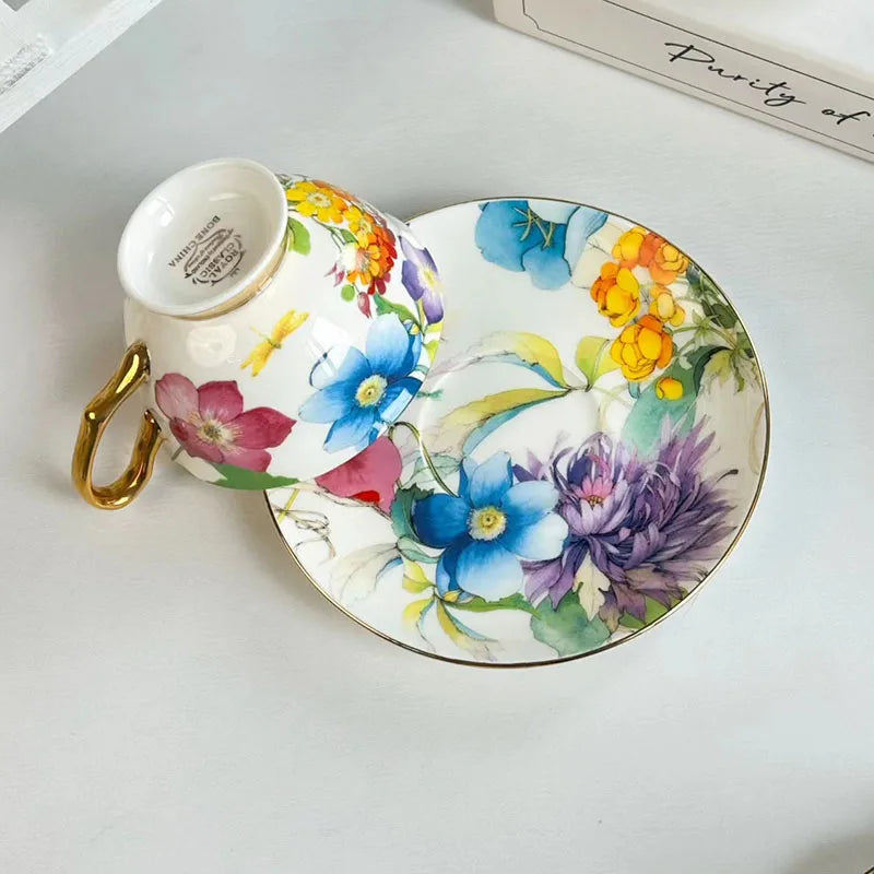 DecorBites™ Brilliant Flowers Pattern Ceramic Coffee Mug Set