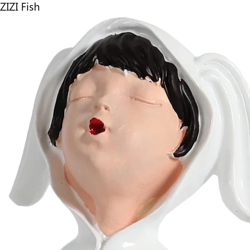 ديكور بايتس™ - تمثال راتنجي للفتيات والكتب لديكور الغرف الحديثة