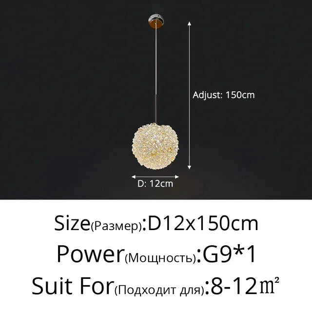 Lámpara colgante de bola de cristal DecorBites™ para dormitorio o bar