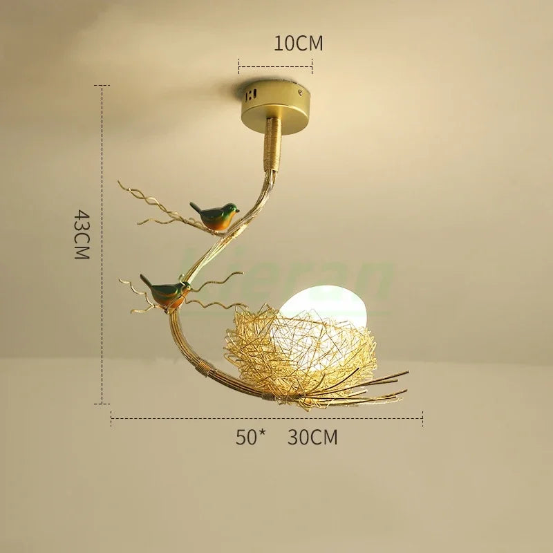 DecorBites™ Bird's Nest Glass LED Ceiling Lamp for Modern Nordic Living Room Decor