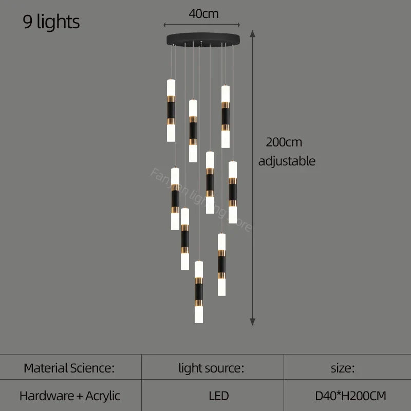 DecorBites™ LED Chandelier Stairway Lamp Dining Table Kitchen Lighting Acrylic Chandelier