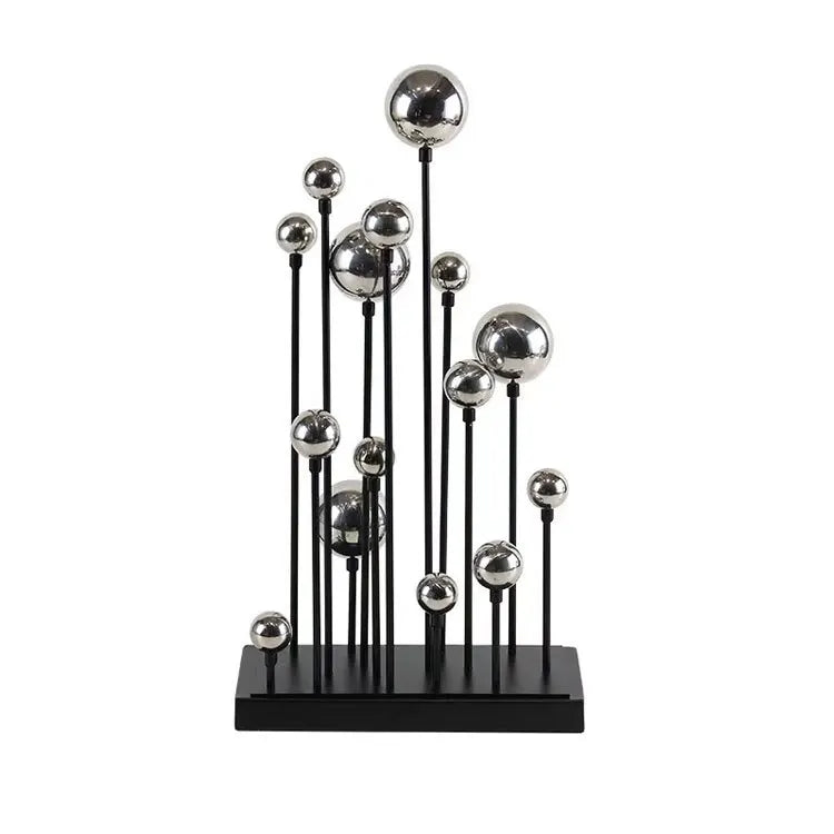 Escultura geométrica de bola dorada DecorBites™: Adorno decorativo para el hogar, artesanía en metal