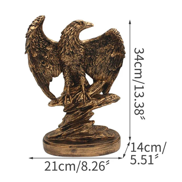 DecorBites™ Golden Eagle Wings Spread Resin Statue Home & Office Decor Art Craft