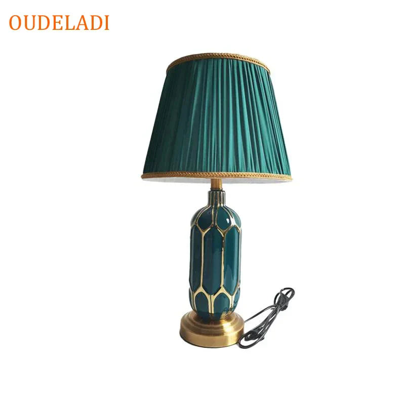 مصباح طاولة سيراميك أزرق من ديكوربايتس™ | طراز أمريكي حديث | إضاءة غرفة النوم وغرفة المعيشة