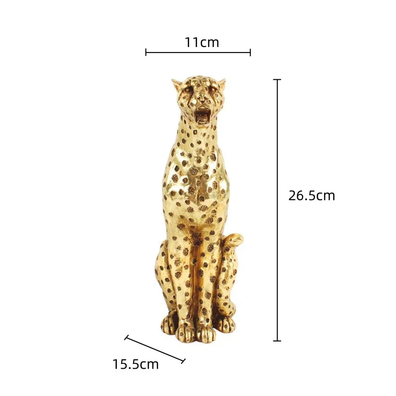 DecorBites™ Golden Leopard Cheetah Resin Animal Sculpture Figurine