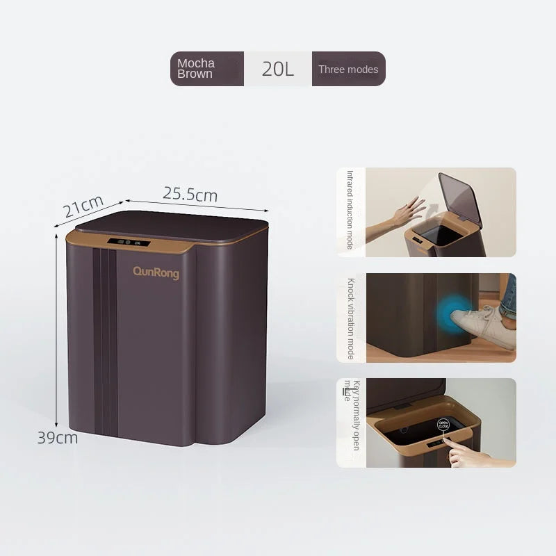 سلة المهملات الذكية DecorBites™ سعة 20 لترًا مزودة بمستشعر: دلو قمامة فاخر للمطبخ والحمام والمرحاض