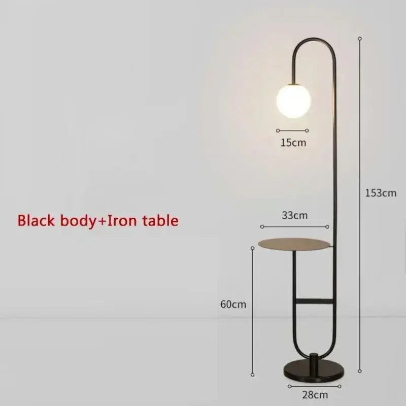 DecorBites™ Glass Side Table LED Floor Lamp for Nordic Living Room Art Decor