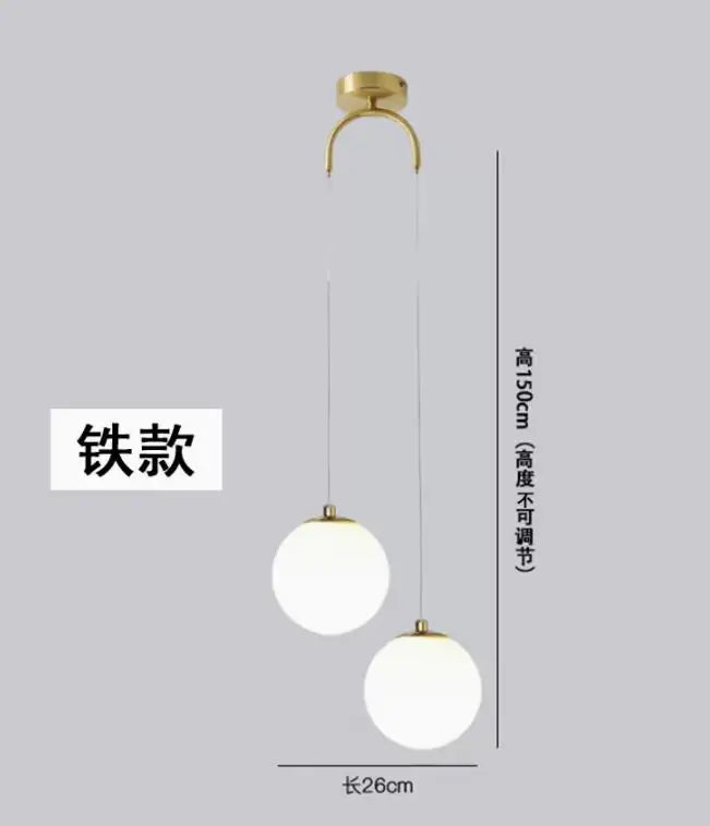 DecorBites™ Double Glass Ball Pendant Light Fixture for Bedroom Ceiling Lighting