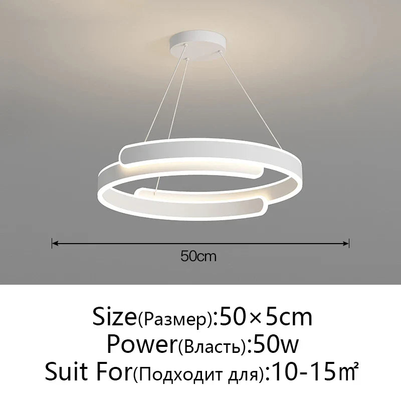 DecorBites™ Black White LED Ring Chandelier Pendant Lights for Home Indoor Decor