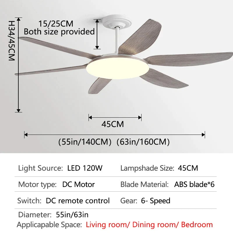 ديكوربايتس™ مروحة سقف داخلية 63 بوصة بتصميم جديد مع ثريا قوية للرياح