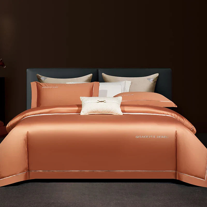 DecorBites™ 1000TC Egyptian Cotton Embroidery Bedding Set with Duvet Cover, Sheet, Pillowcase