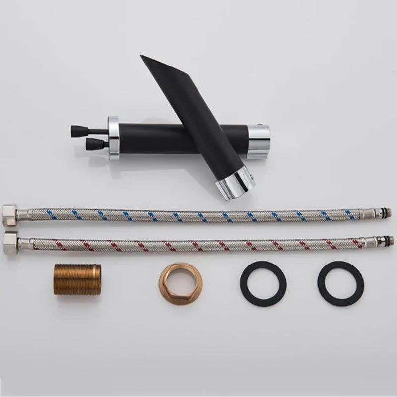 صنبور حوض أسود من DecorBites™: خلاط مياه بارد/ساخن لحوض السطح، رافعة موفرة للمياه