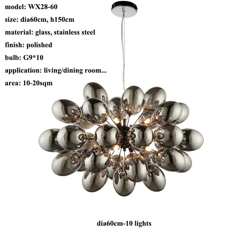 DecorBites™ Elegant Grape Glass Chandelier for Luxury Home Decoration