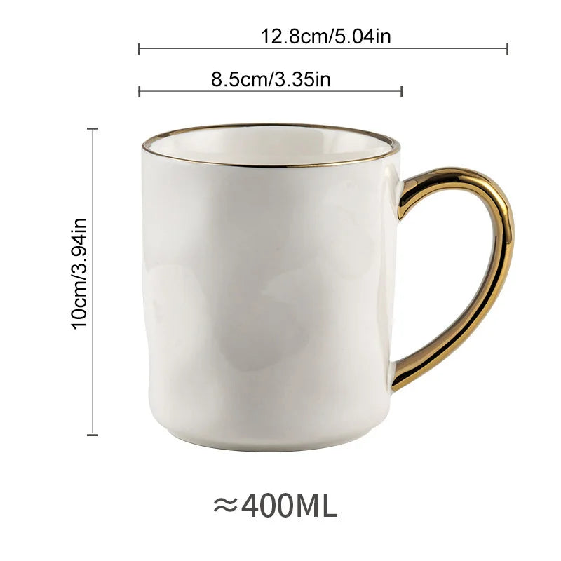 DecorBites™ Nordic Gold Rim Mug Set - Light Luxury Ceramic Coffee Cups with Handle