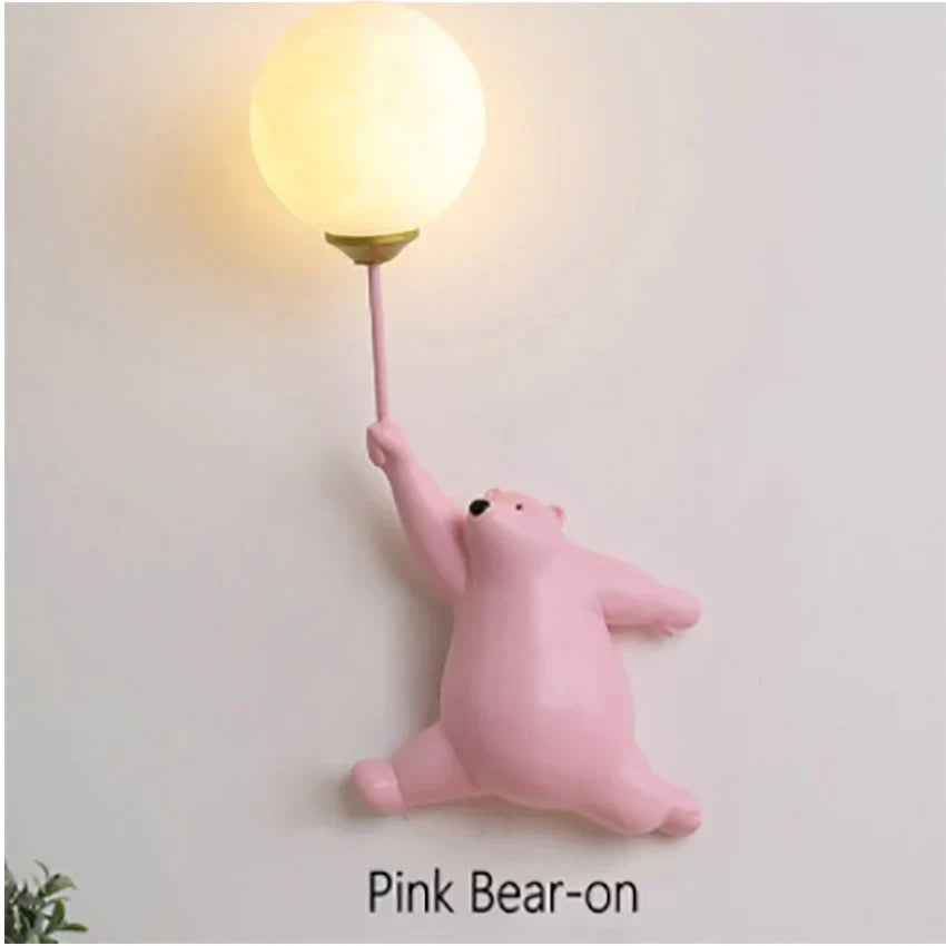 ديكوربايتس™ مصباح حائط على شكل دب | تصميم كرتوني شمالي لطيف لغرفة نوم البنات، أو غرفة الدراسة، أو السكن الجامعي