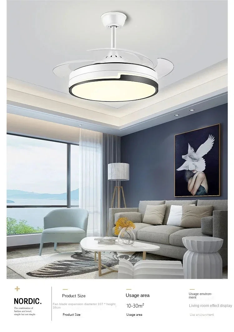 DecorBites™ Copper Ceiling Fan with Energy-saving Lighting, Modern Style, 6-speed Variab