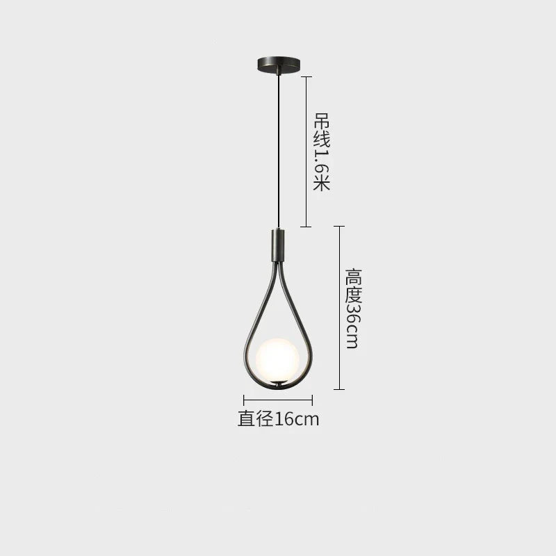 DecorBites™ Gold Iron Pendant Lamp with Glass Ball Drops for Bedroom Lighting