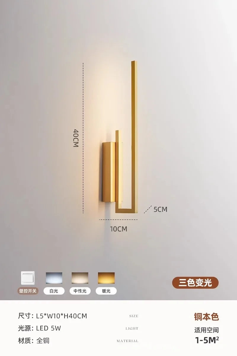 DecorBites™ Brass Wall Light Sconce, Dimmable & Modern for Foyer, Bedroom, Restaurant & Aisle