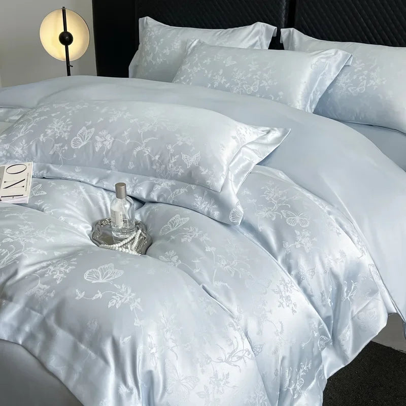 DecorBites™ Ice Silk Jacquard Bedding Set - Luxury Comforter Cover, Soft & Cozy, Queen/King