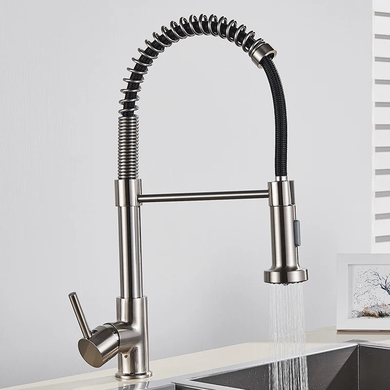 Brushed Gold Kitchen Faucet Pull Down