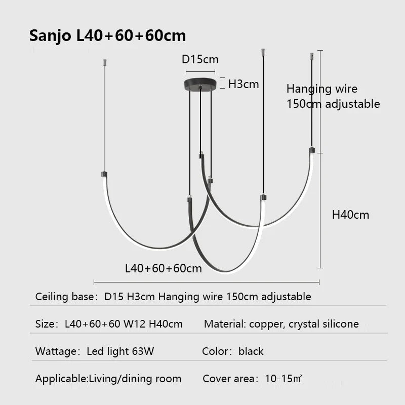 DecorBites™ Copper Chandelier: Nordic Minimalist Lines Pendant Light for Living Room Decor