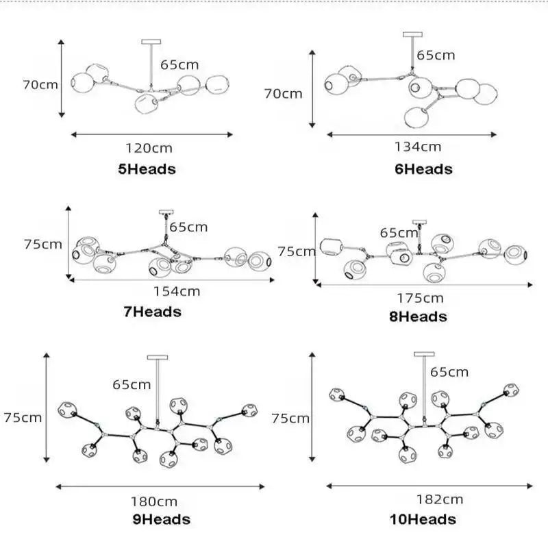 DecorBites™ Glass Branch Ceiling Chandelier with Multi Color Lampshades