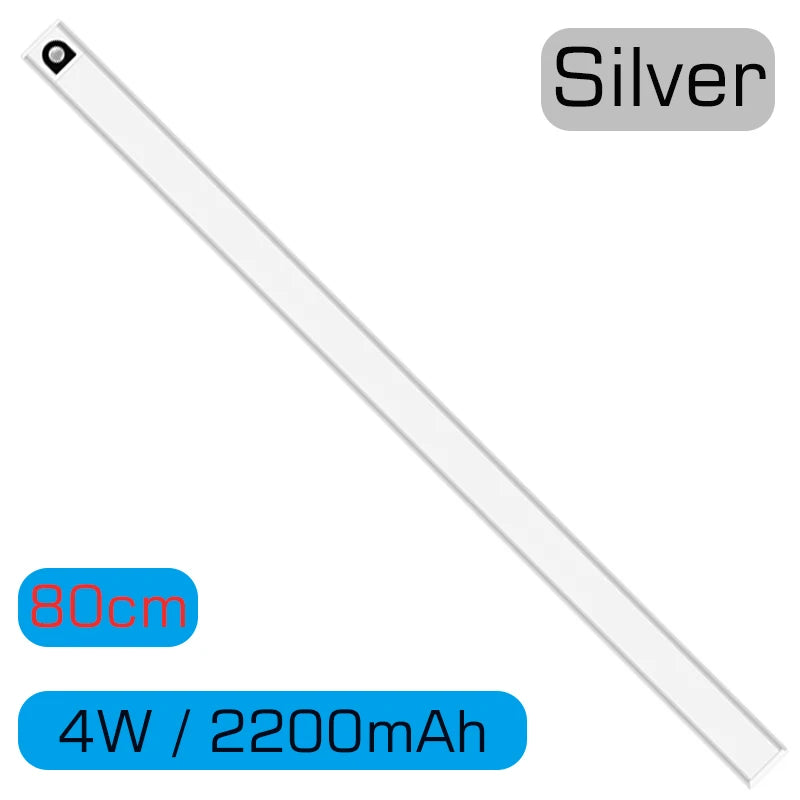 شريط إضاءة خزانة LED من DecorBites™: مستشعر حركة، ألومنيوم، شريط طويل، مغناطيس، خزانة ملابس المطبخ