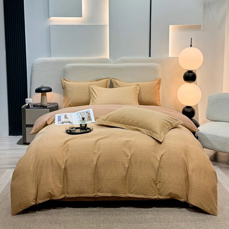 DecorBites™ Brushed Cotton Printed Duvet Cover Set - Single/Double Bed Bedclothes