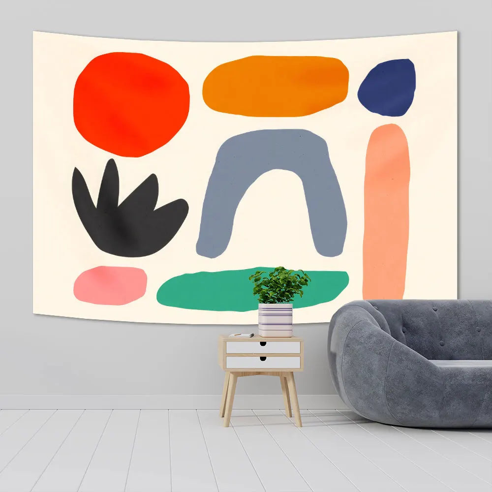 DecorBites™ Abstract Geometric Plant Print Hanging Tapestry Yoga Mat Living Room Decor