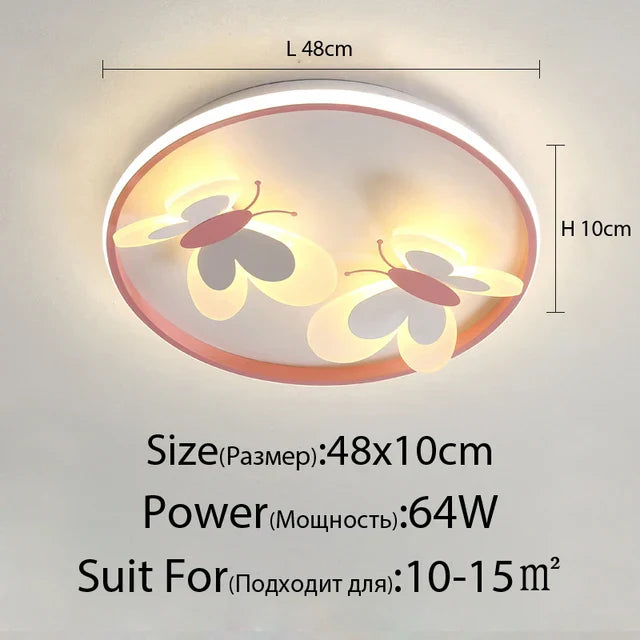 DecorBites™ Butterfly Pink Ceiling Light for Kids Room & Study, Creative Decorative Lamp