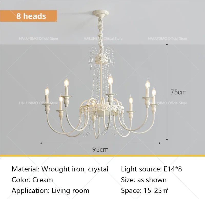 Lámpara de araña DecorBites™ French Light Luxury Living Room Chandelier American Atmosphere Candle Lamp