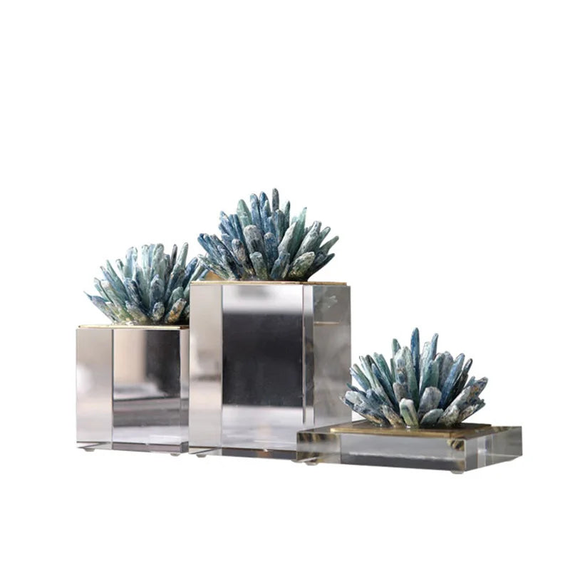 DecorBites™ Crystal Flower Marble Base Sculpture: Modern Artwork for Living Room Decor