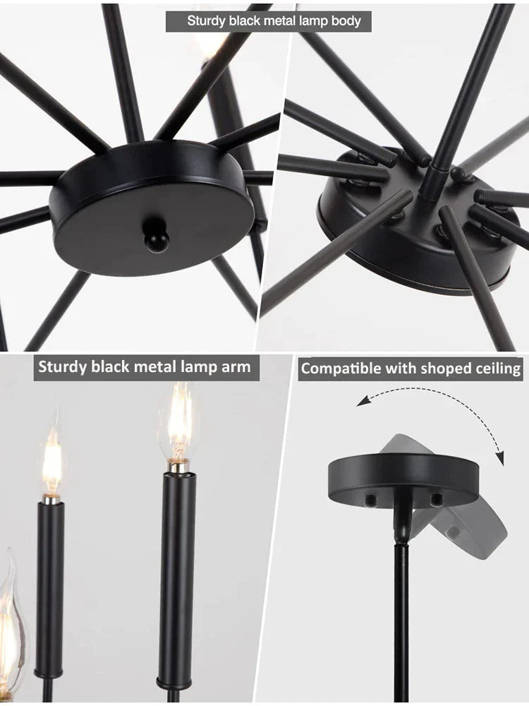 DecorBites™ Industrial Retro Chandelier Lighting for Kitchen Dining Room with 8 Heads