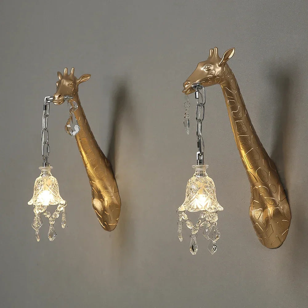 مصباح حائطي من الراتنج على شكل زرافة من DecorBites™، مناسب لديكور غرفة النوم وغرفة المعيشة