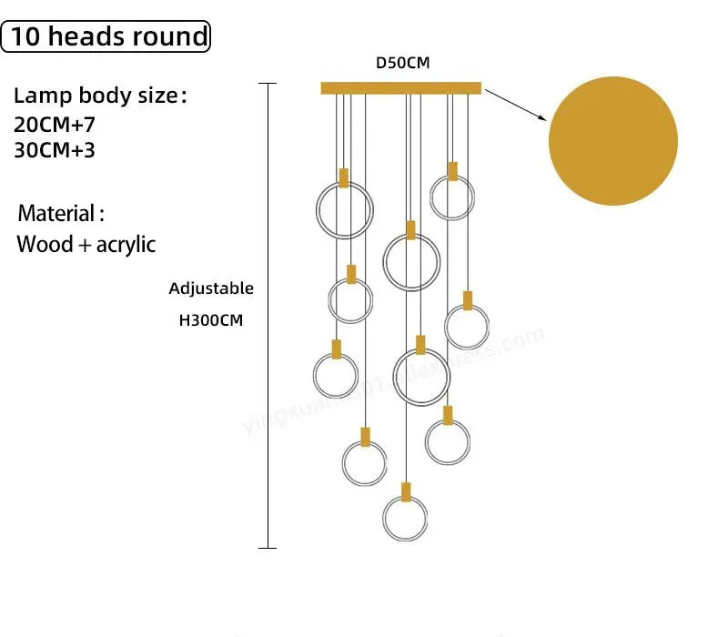 DecorBites™ LED Wooden Staircase Chandelier Ceiling Lights - Modern Hanging Pendant Lamps