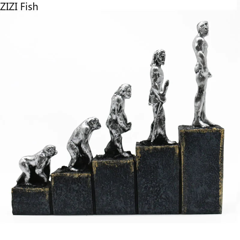 ديكور بايتس™ تمثال تطور رجل القرد عمل فني من الراتنج ديكور زخارف نموذج تمثال