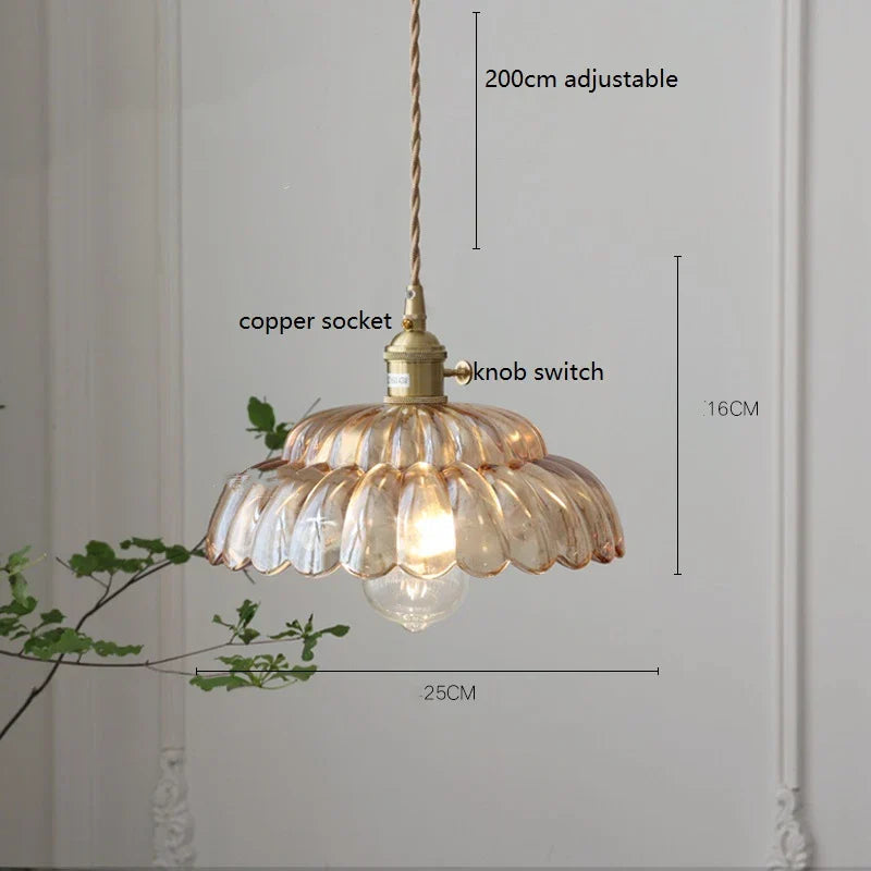 DecorBites™ Japanese Vintage Glass LED Pendant Lamp for Home Decor