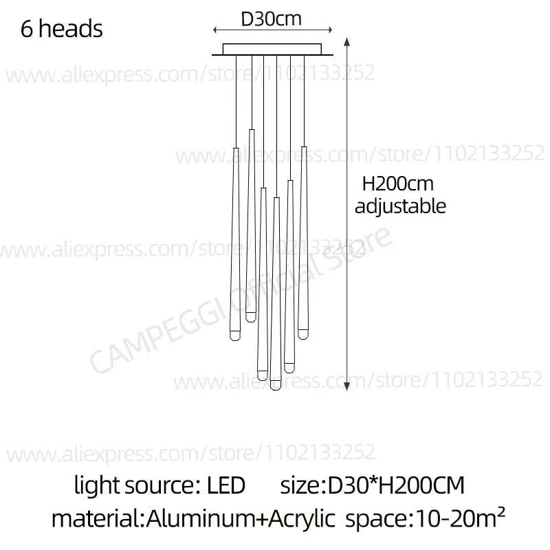 DecorBites™ Conical LED Nordic Chandelier: Modern Designer Interior Decoration Lighting