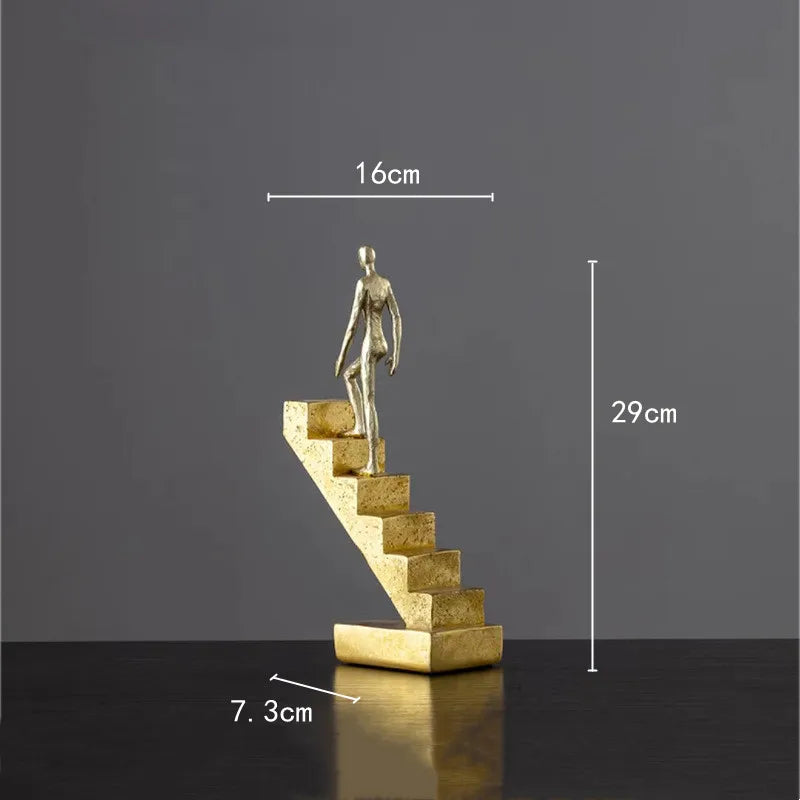 DecorBites™ Golden Man Abstract Resin Figure Sculpture Staircase Decor