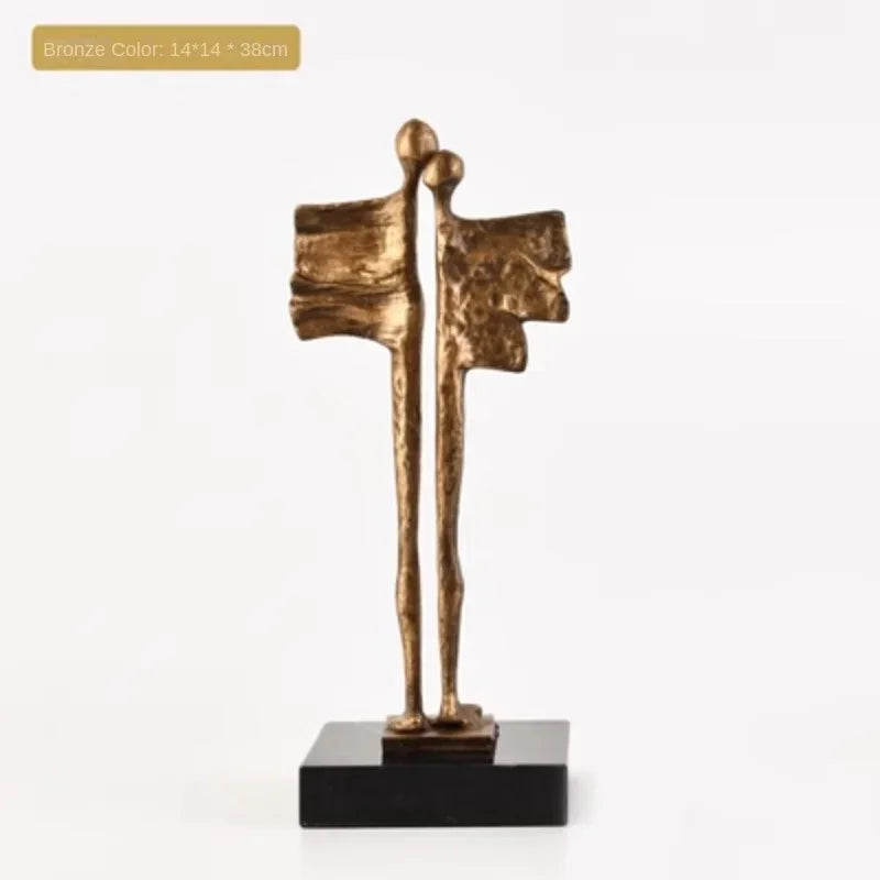 تمثال زوجين من الحديد المصبوب المجرد من DecorBites™ لديكور المنزل ولسعادة العائلة
