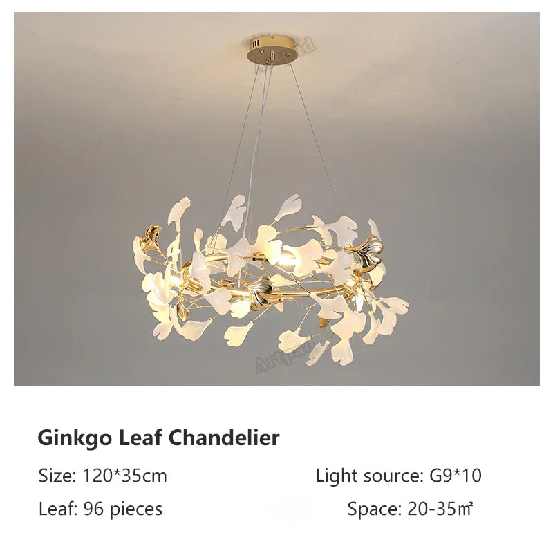 DecorBites™ Classic White and Gold Leaf Pendant Lamp for Living Room Dining Room Lighting