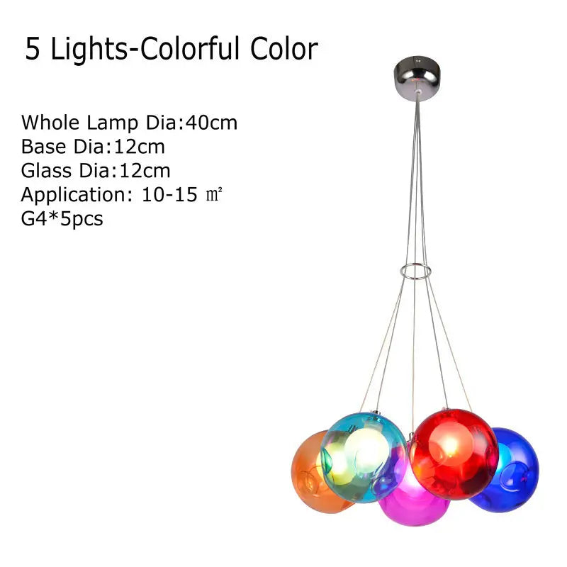 Decorbites™ Klar-Glas-Lüster mit bunten Wandlampen, LED-Hängeleuchte für Wohnzimmer und Kinderzimmer