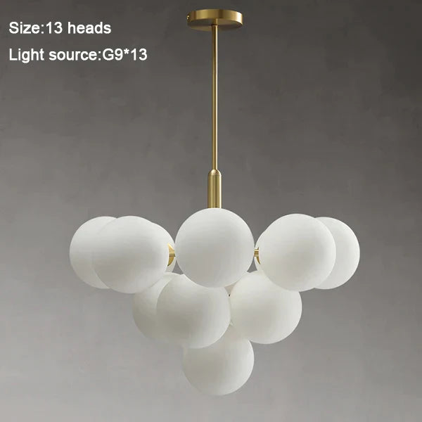 DecorBites™ Glass Balls Chandelier: Modern Gold Pendant Lighting for Living Room & Dining Area
