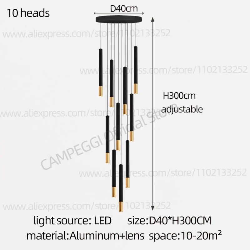 DecorBites™ Black Gold Pendant Lamp: Modern Nordic Designer LED Indoor Lighting