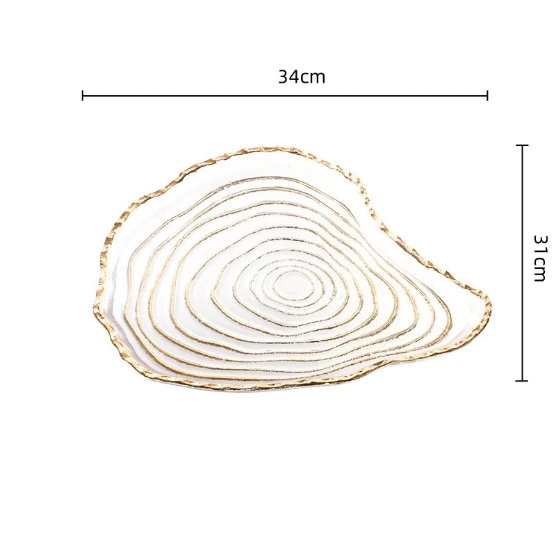 DecorBites™ Gold Foil Glass Tray Geometric Fruit Plate Home Decor Accessory