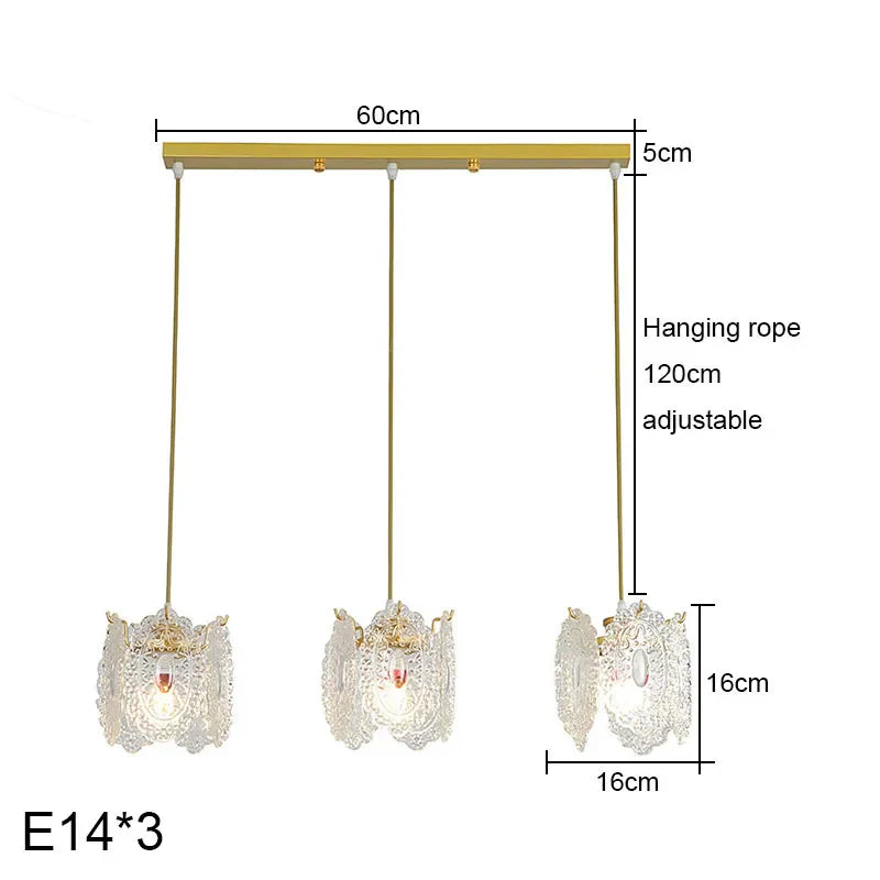 DecorBites™ Carved Glass Pearl Chandelier for Dining Room, Living Bedroom, Study, Balcony - LED Pendant Lighting