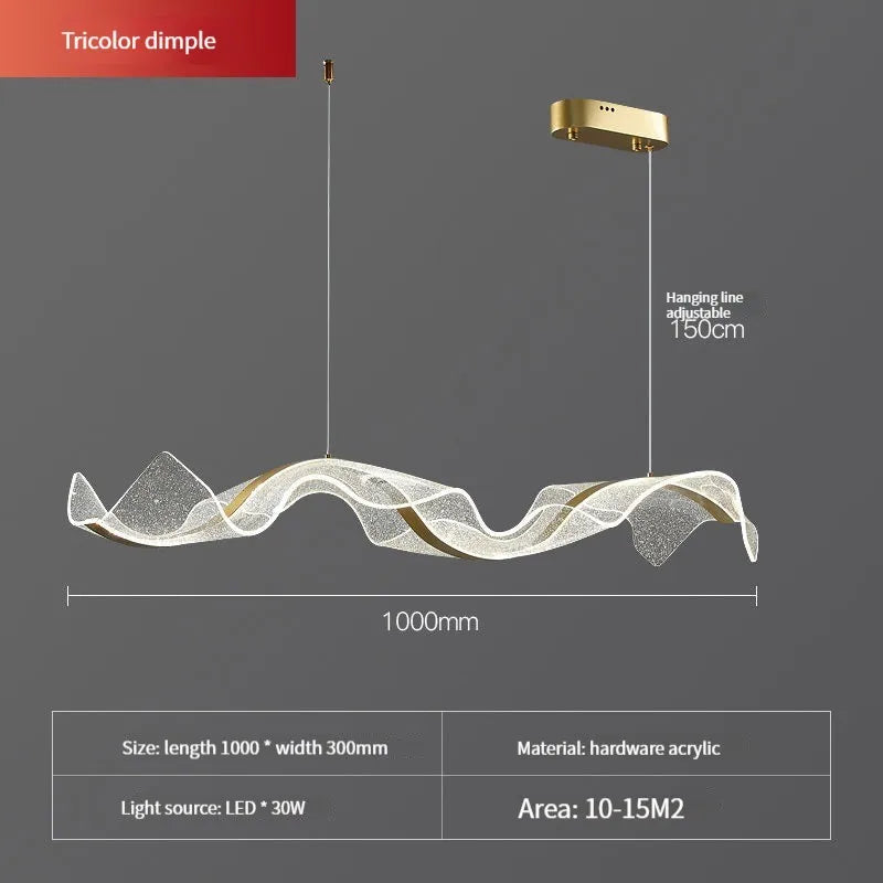 DecorBites™ Gold Wave Design Acrylic Pendant Light Chandelier for Living Room & Kitchen